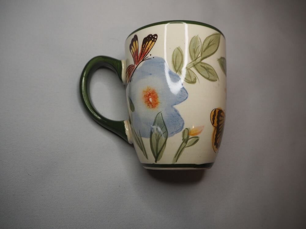 Pfaltzgraff Studio Butterfly Botanical 14oz Coffee Mug Floral Garden Retired Cup